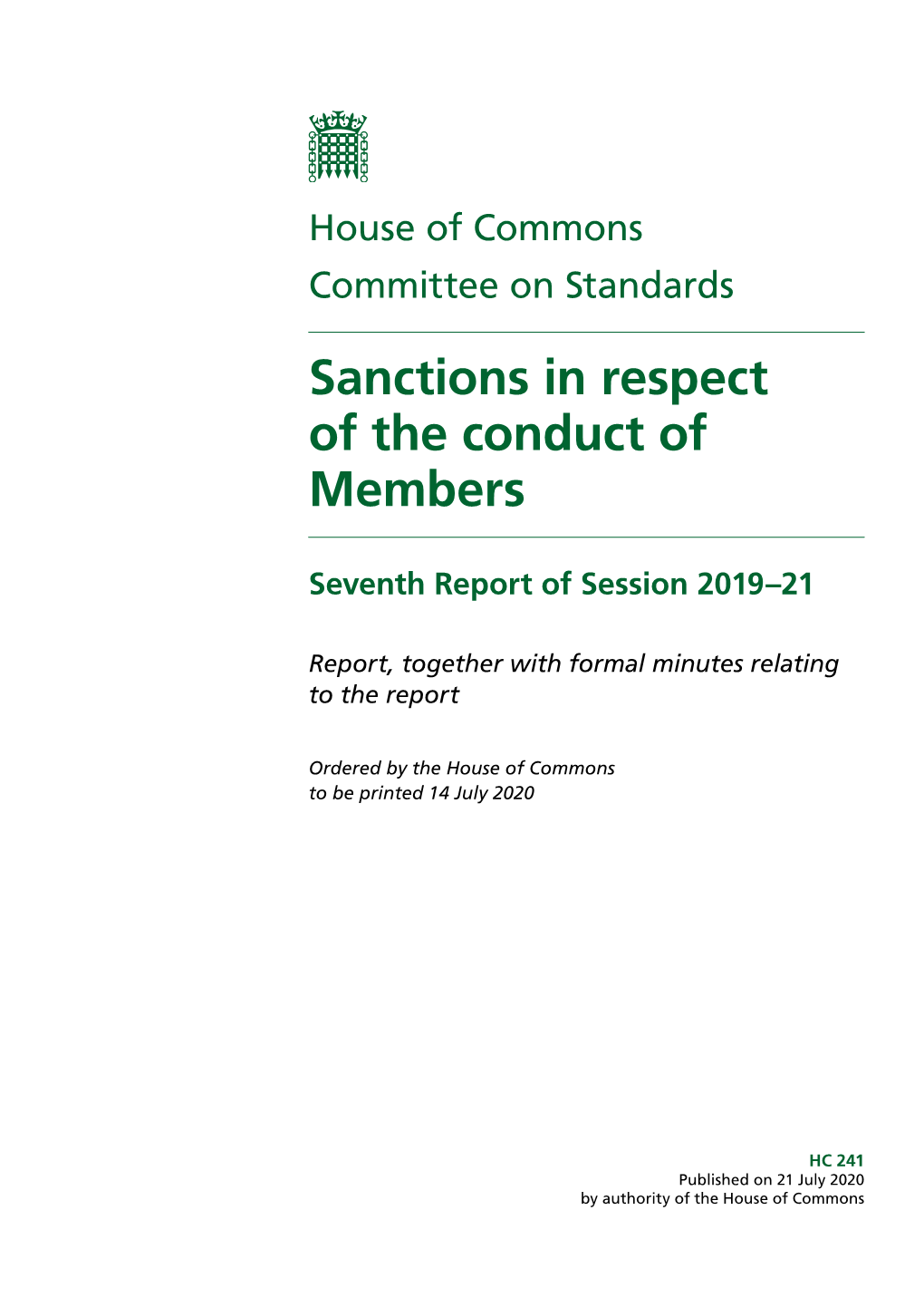 Sanctions in Respect of the Conduct of Members