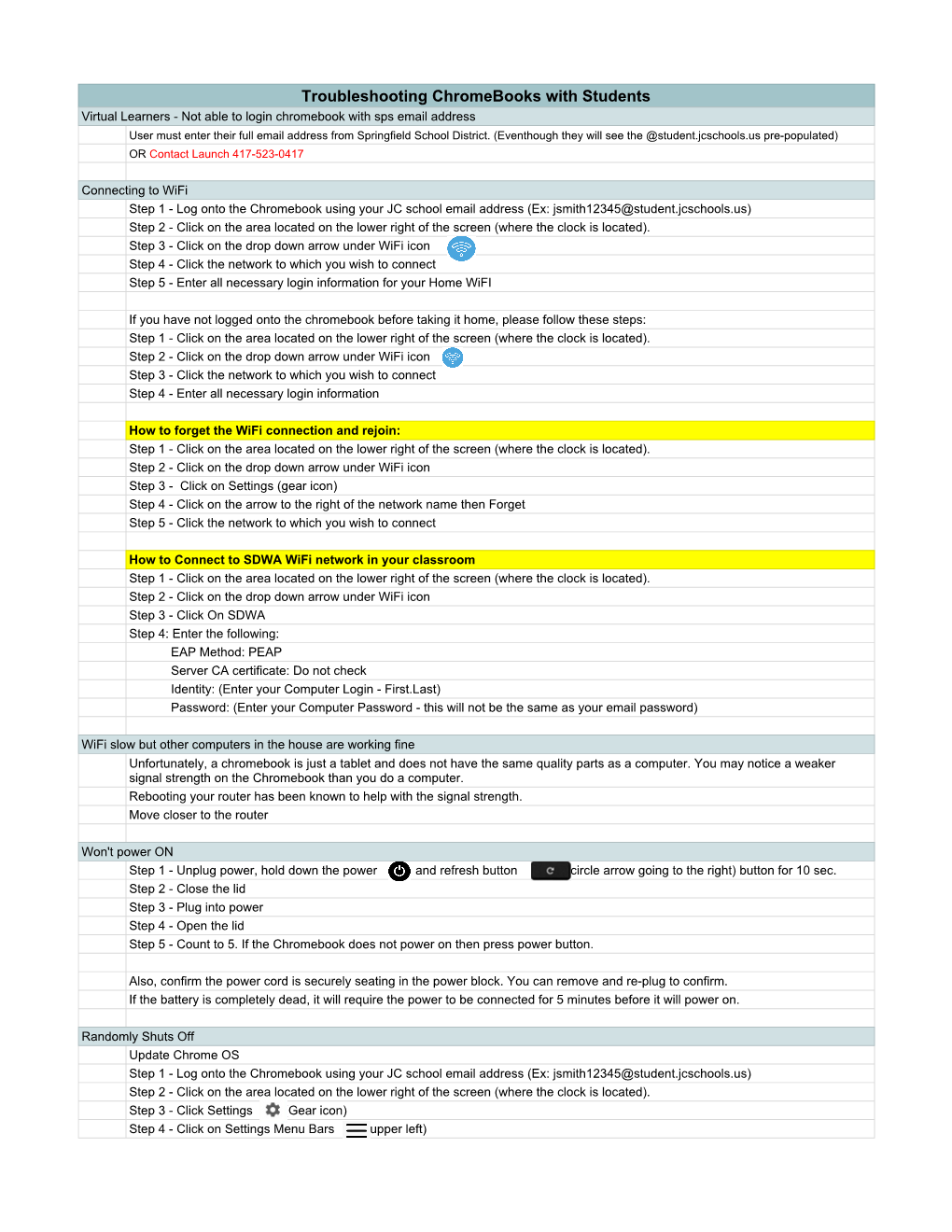 Troubleshooting Chromebook