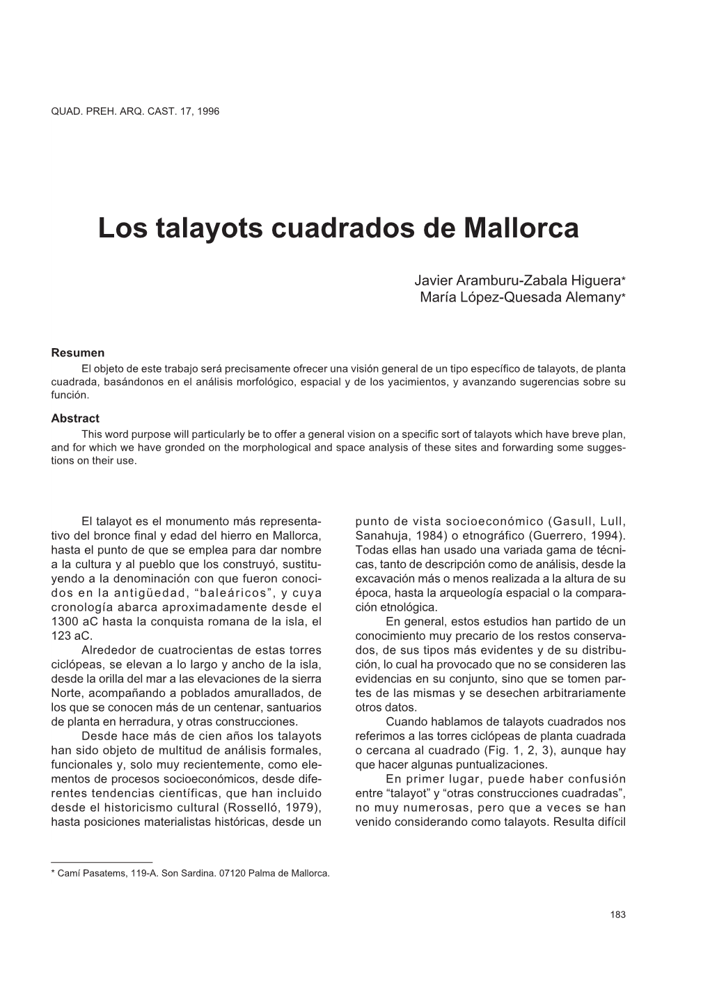 Los Talayots Cuadrados De Mallorca