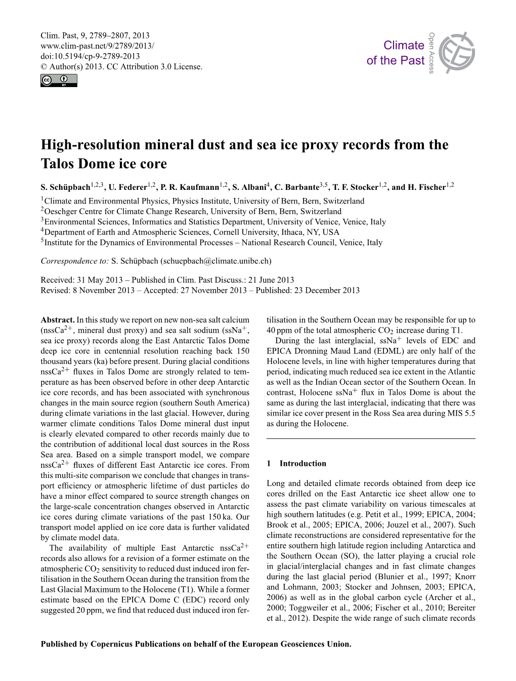 High-Resolution Mineral Dust and Sea Ice Proxy Records from the Talos Dome Ice Core