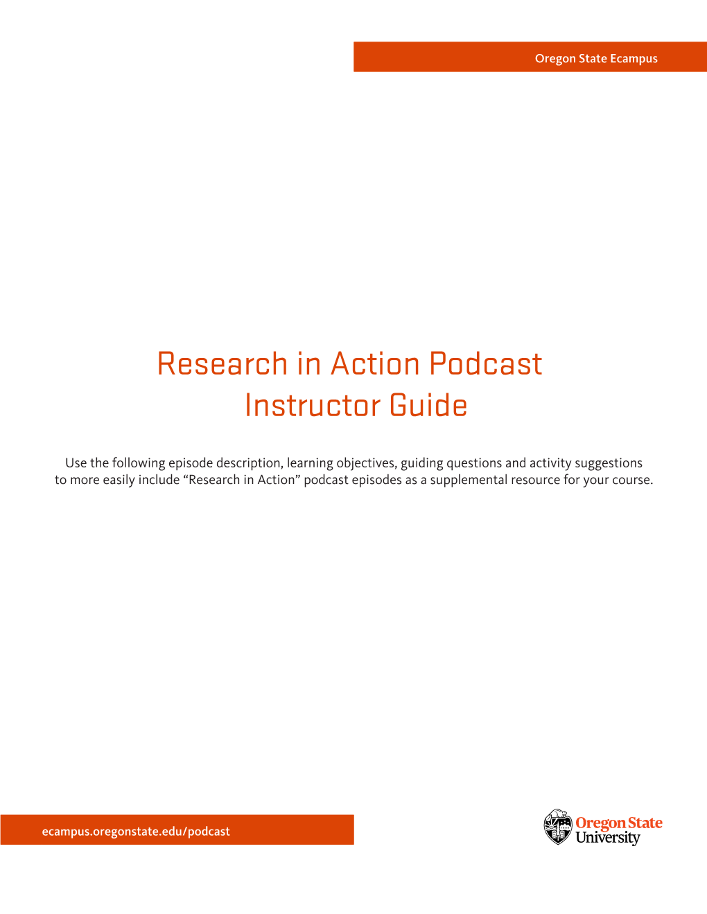 Research in Action Podcast Instructor Guide