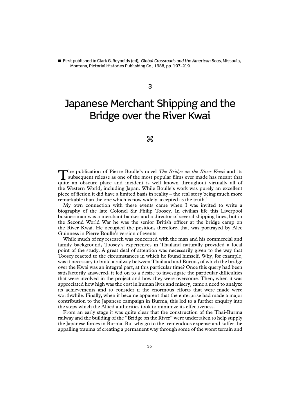 Japanese Merchant Shipping and the Bridge Over the River Kwai