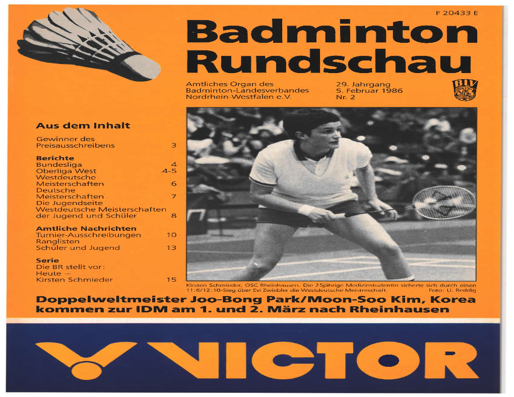 Badminton Rundschau Amtliches Organ Des 29