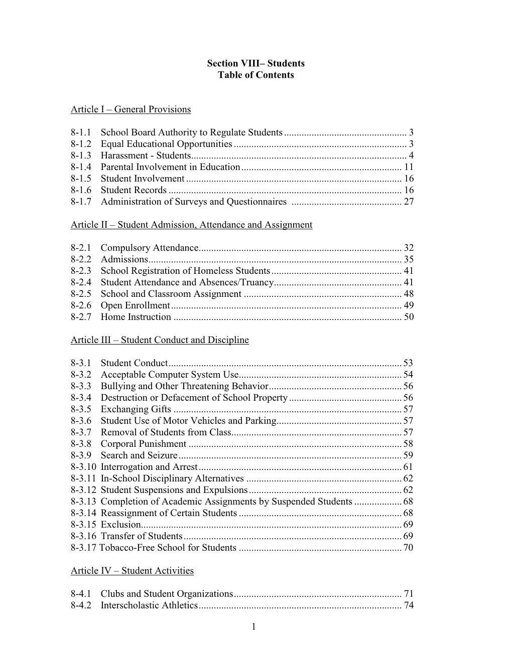 Section VII– Personnel