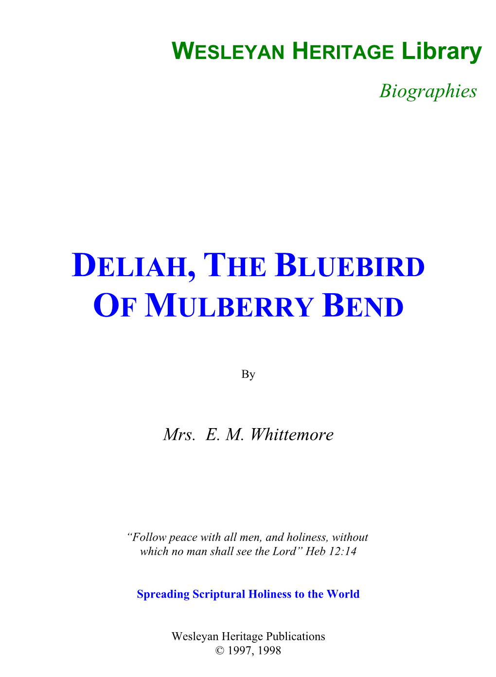 Deliah, the Bluebird of Mulberry Bend