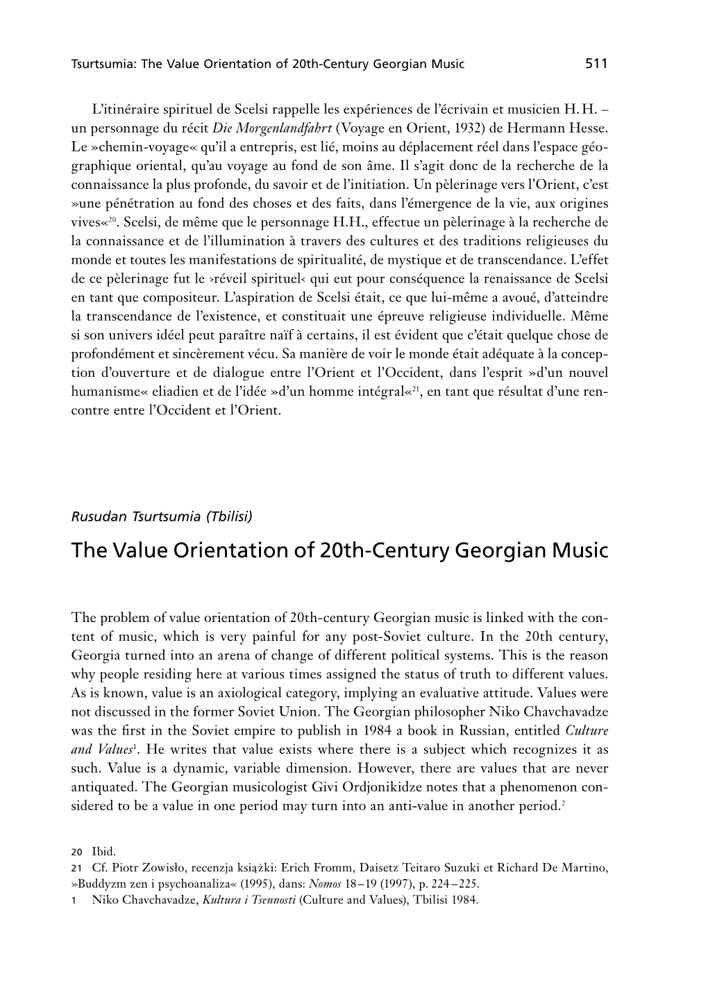 The Value Orientation of 20Th-Century Georgian Music 511