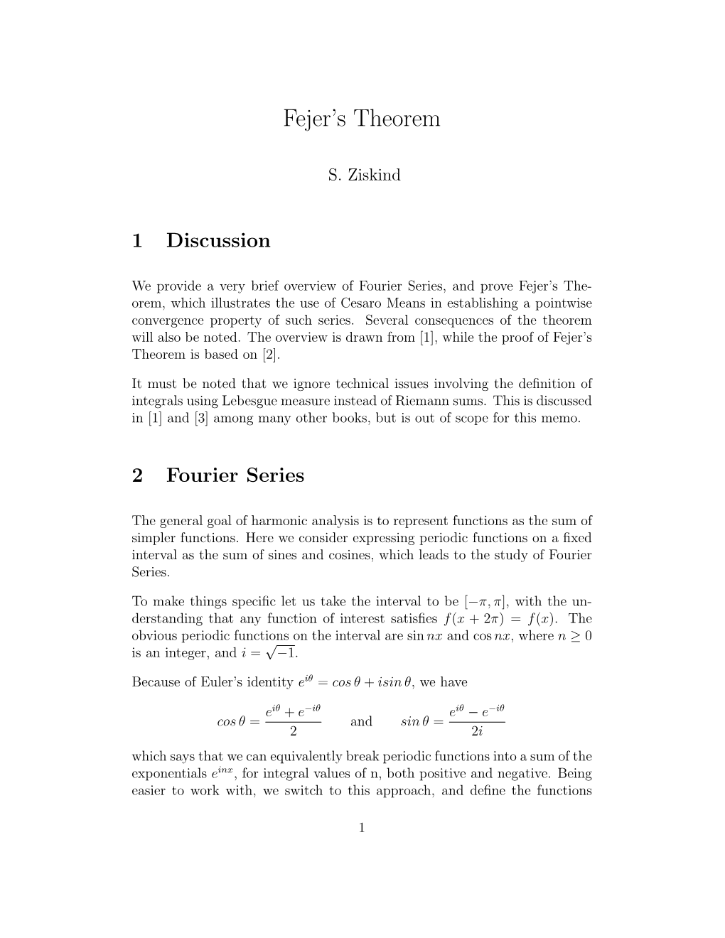 Fejer's Theorem