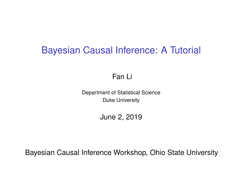 Bayesian Causal Inference: a Tutorial