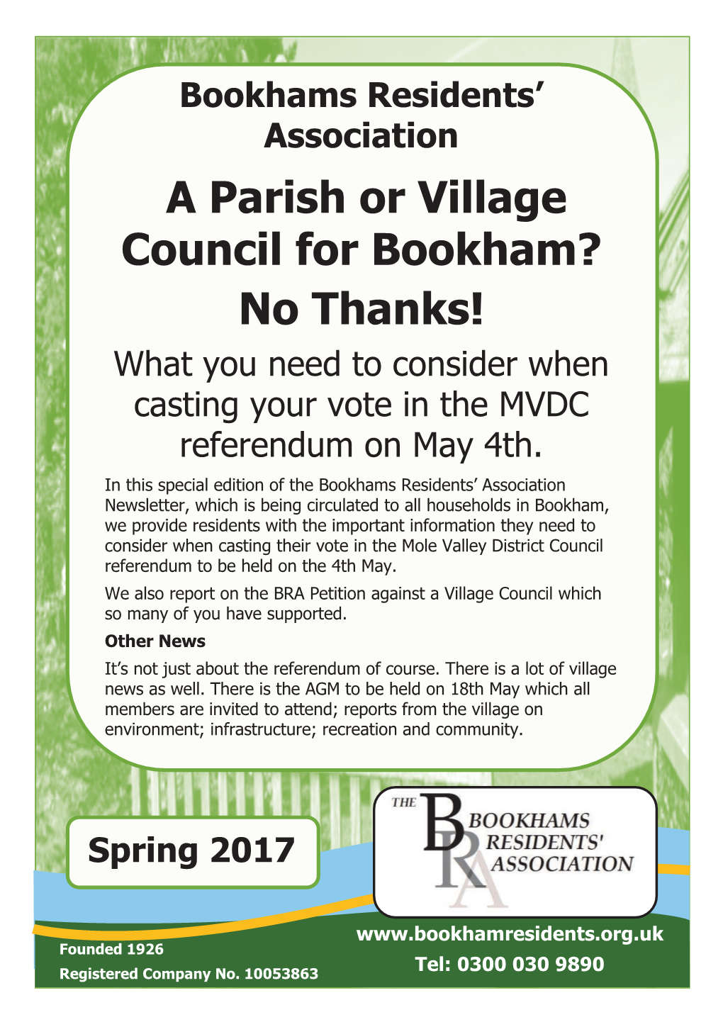 A Parish Or Village Council for Bookham? No Thanks! What You Need to Consider When Casting Your Vote in the MVDC Referendum on May 4Th