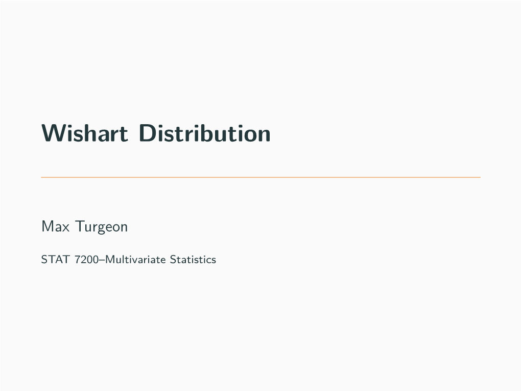 Wishart Distribution