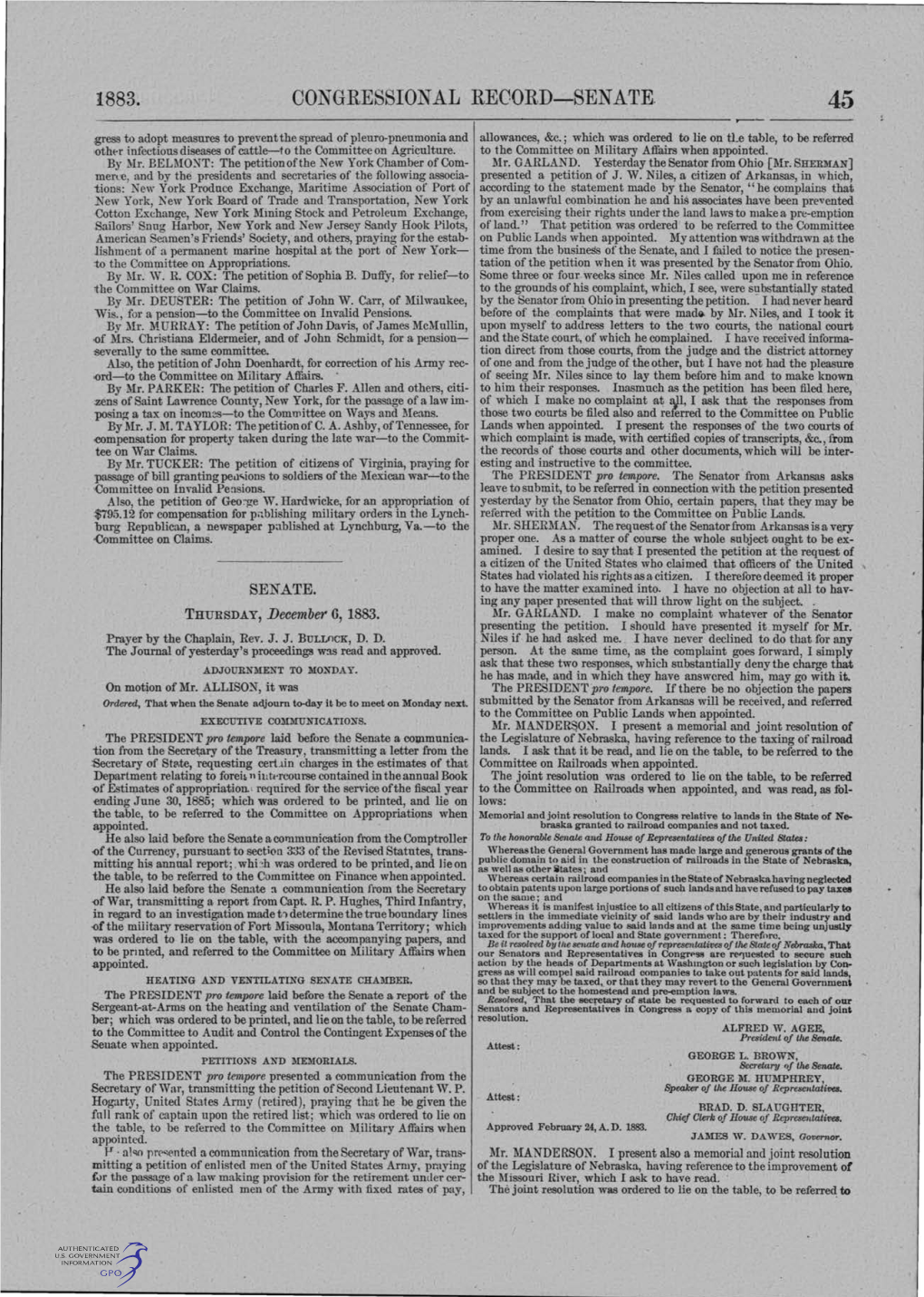 1883. Congressional Record-Senate. 45