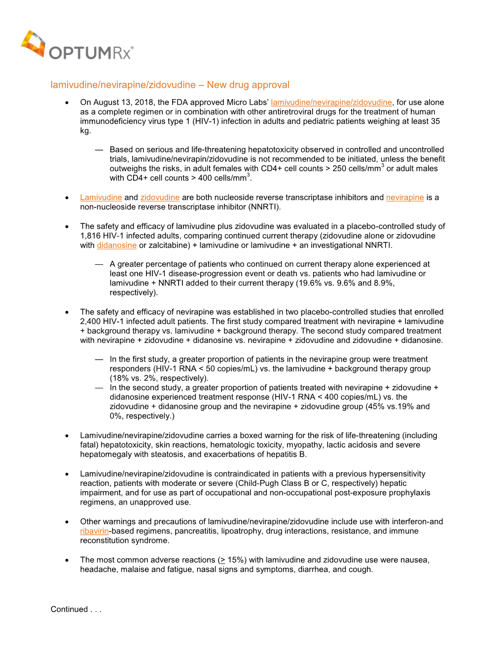 Lamivudine/Nevirapine/Zidovudine – New Drug Approval