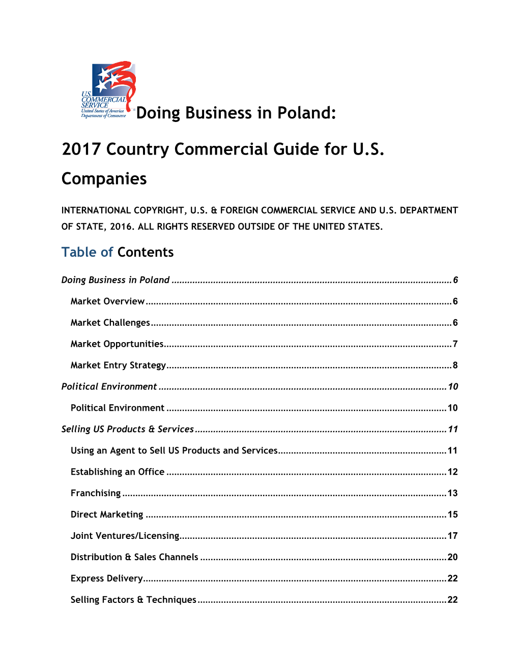Doing Business in Poland: 2017 Country Commercial Guide for U.S