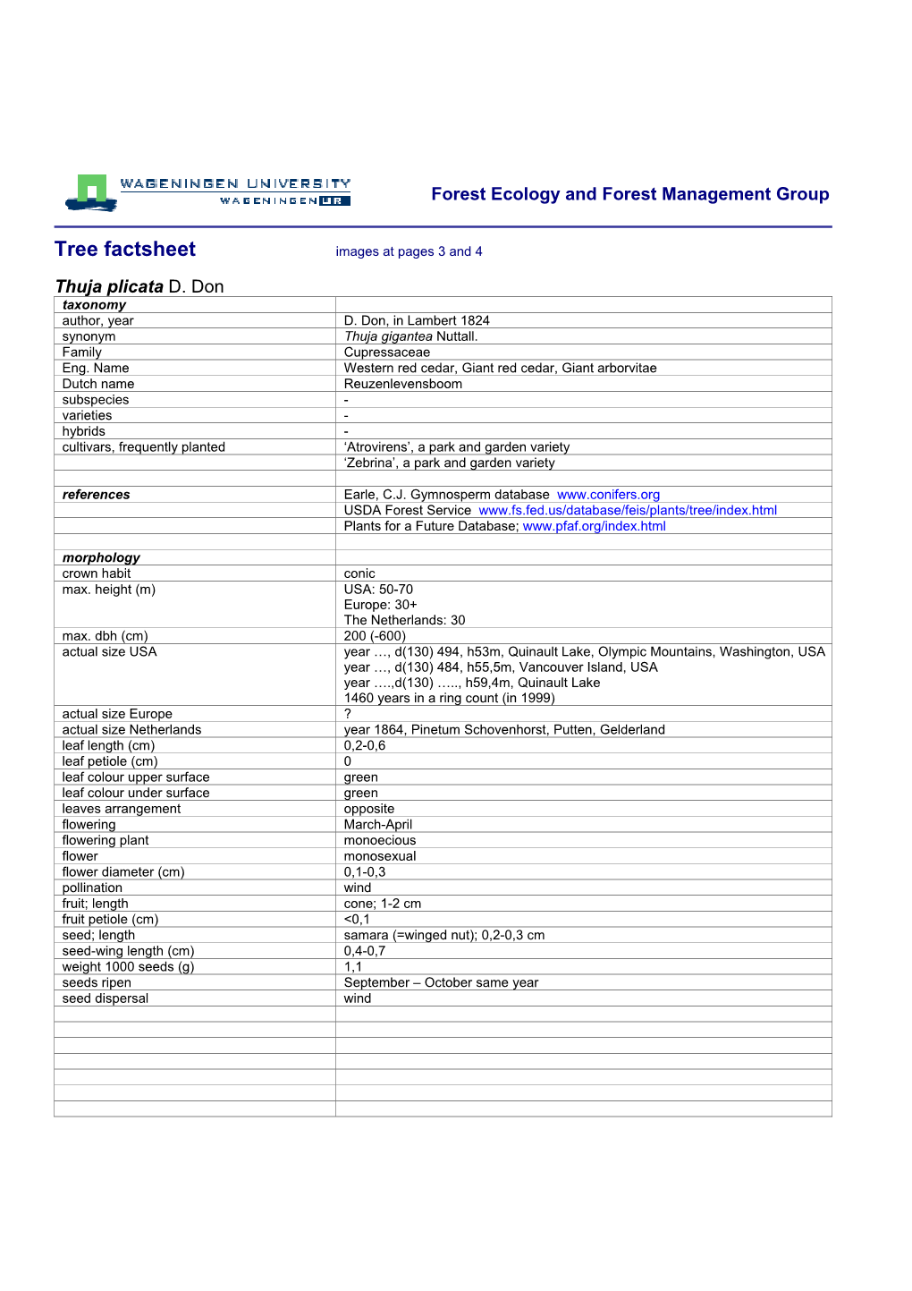 Tree Factsheet Images at Pages 3 and 4