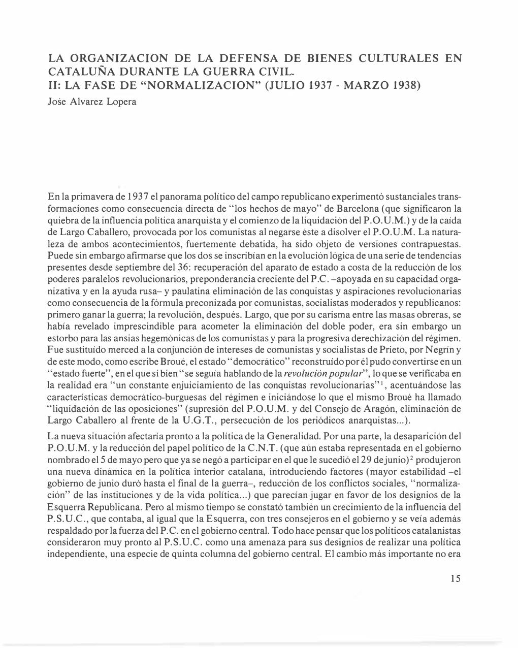 La Organizacion De La Defensa De Bienes Culturales En Cataluña Durante La Guerra Civil