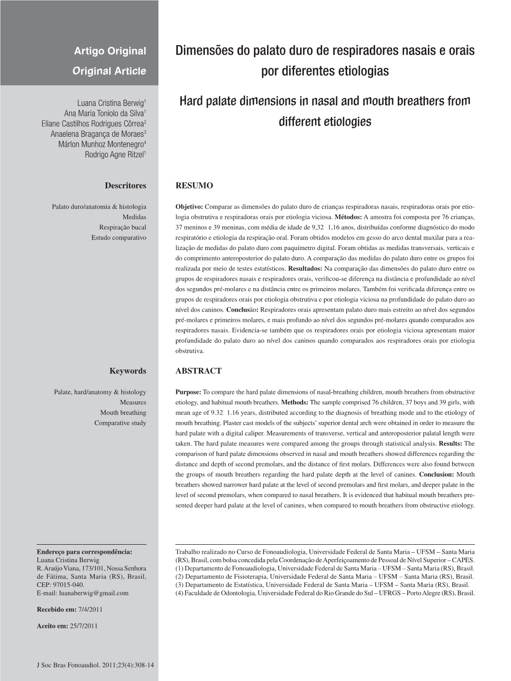 Hard Palate Dimensions in Nasal and Mouth Breathers from Different