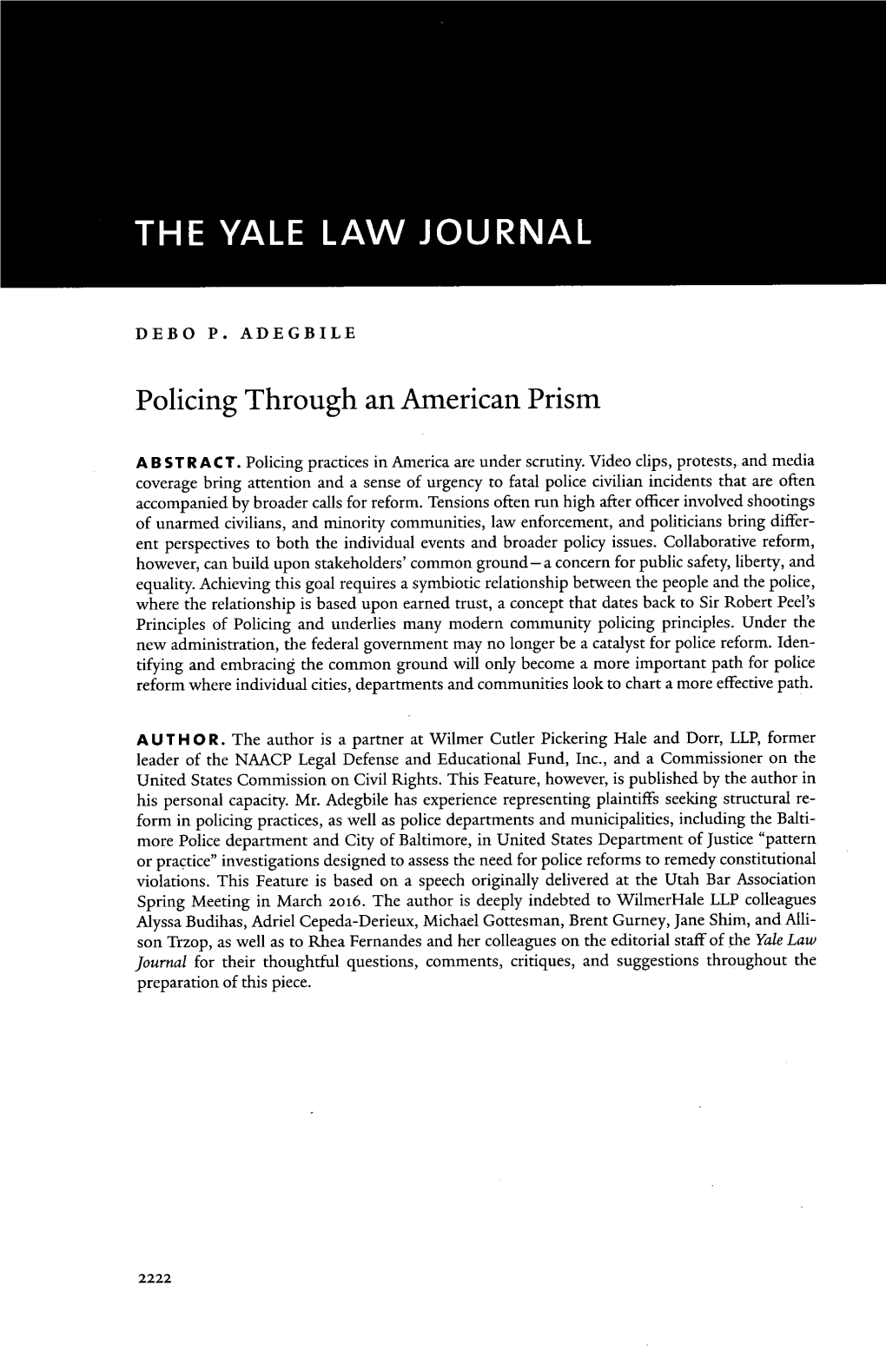 Policing Through an American Prism