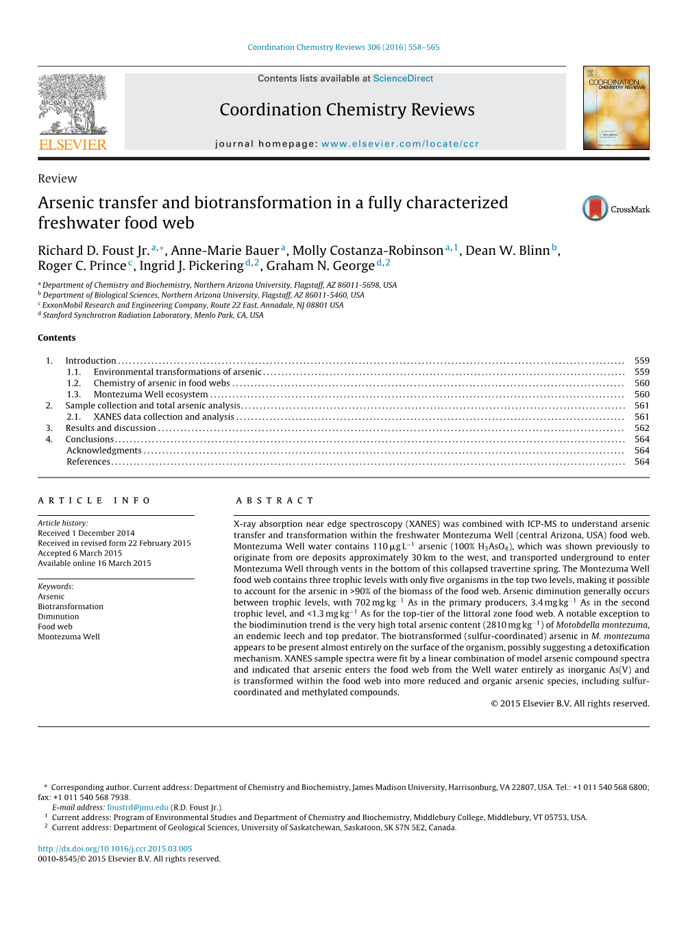 Arsenic Transfer and Biotransformation in a Fully Characterized Freshwater Food Web