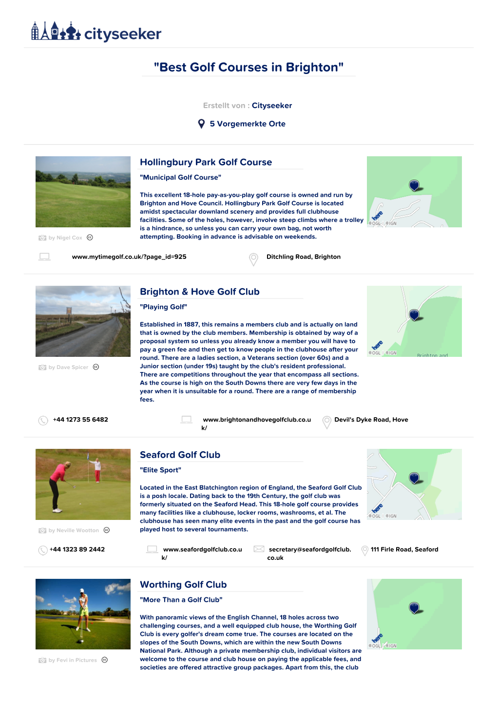 Best Golf Courses in Brighton"