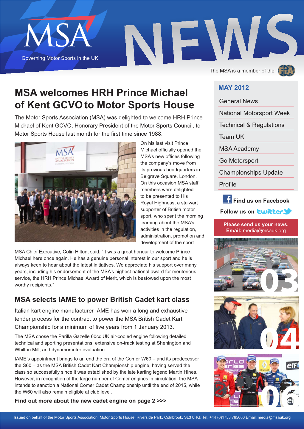 MSA Welcomes HRH Prince Michael of Kent Gcvoto Motor Sports House
