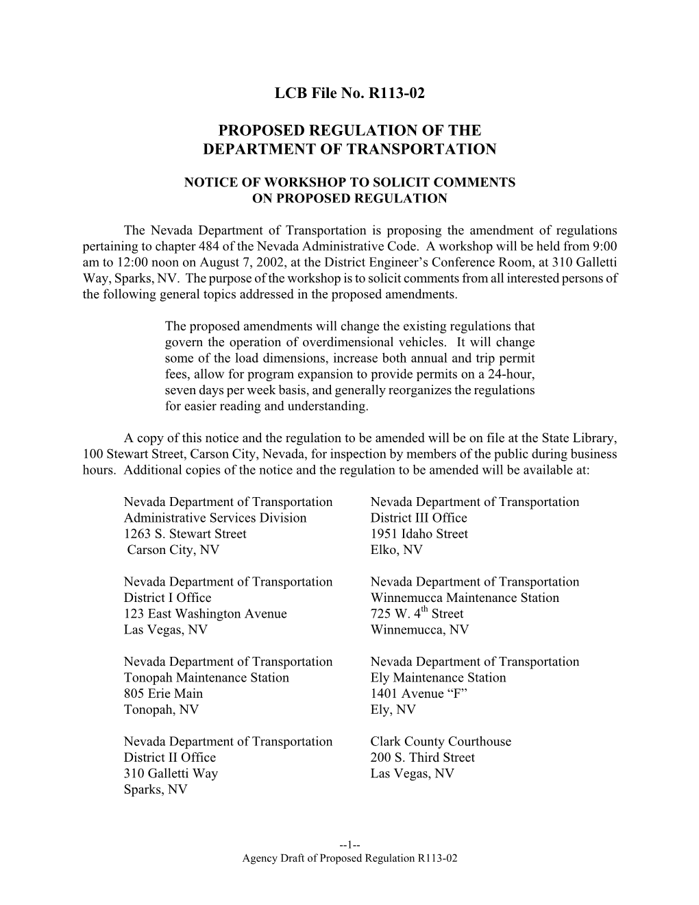 LCB File No. R113-02 PROPOSED REGULATION of THE