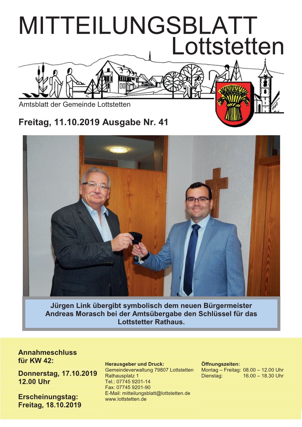 Mitteilungsblatt Nr. 41 Vom 11.10.2019