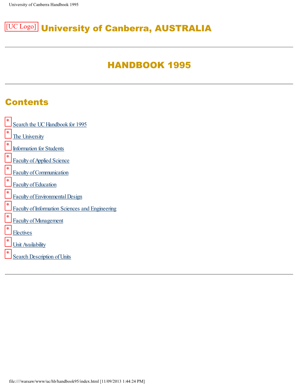 University of Canberra Handbook 1995