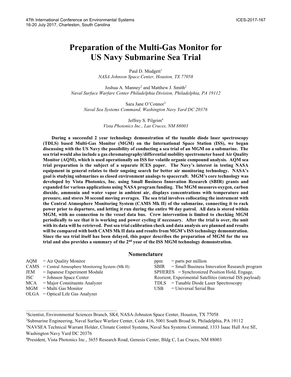 Preparation of the Multi-Gas Monitor for US Navy Submarine Sea Trial