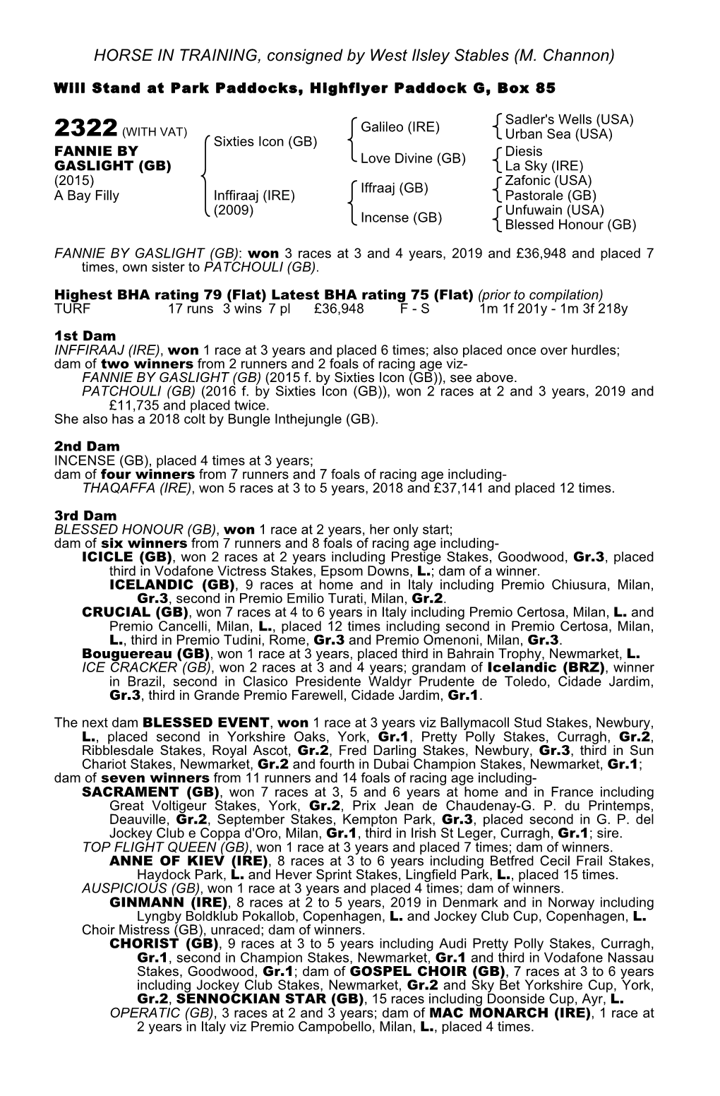 HORSE in TRAINING, Consigned by West Ilsley Stables (M. Channon)