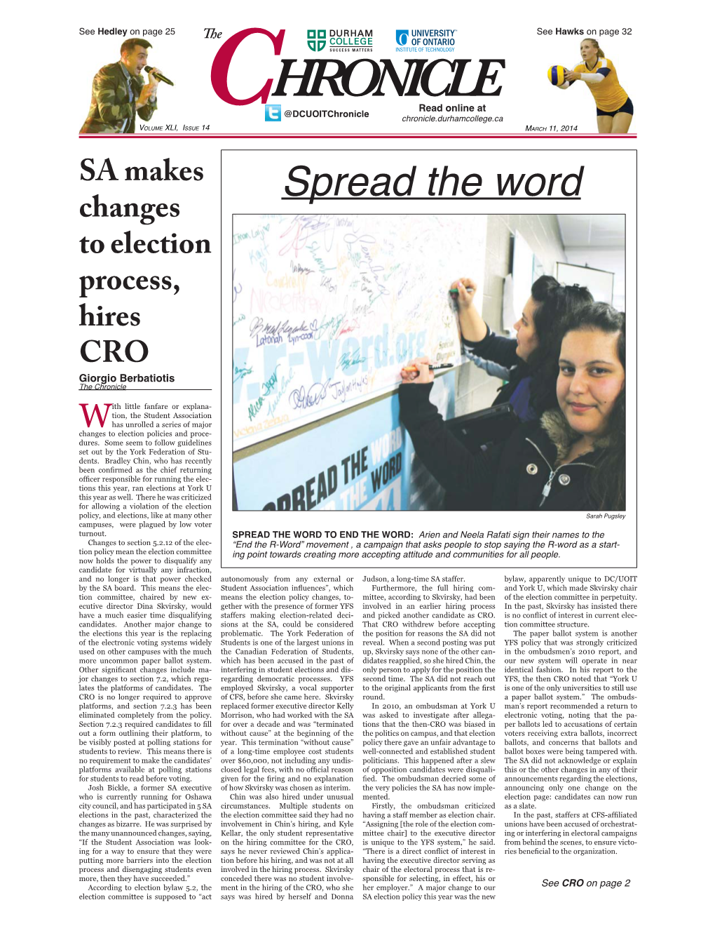 Spread the Word Changes to Election Process, Hires CRO Giorgio Berbatiotis the Chronicle