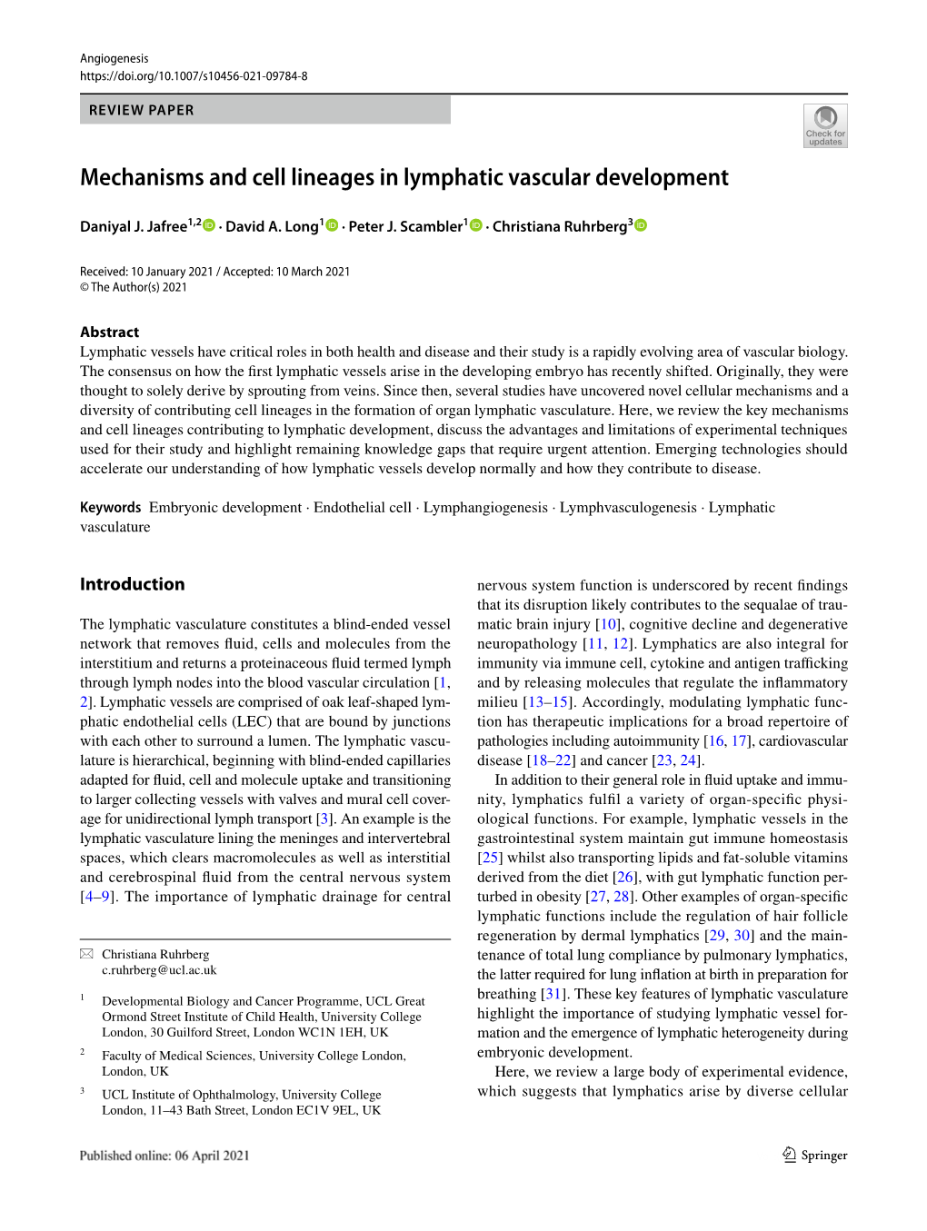 Mechanisms and Cell Lineages in Lymphatic Vascular Development