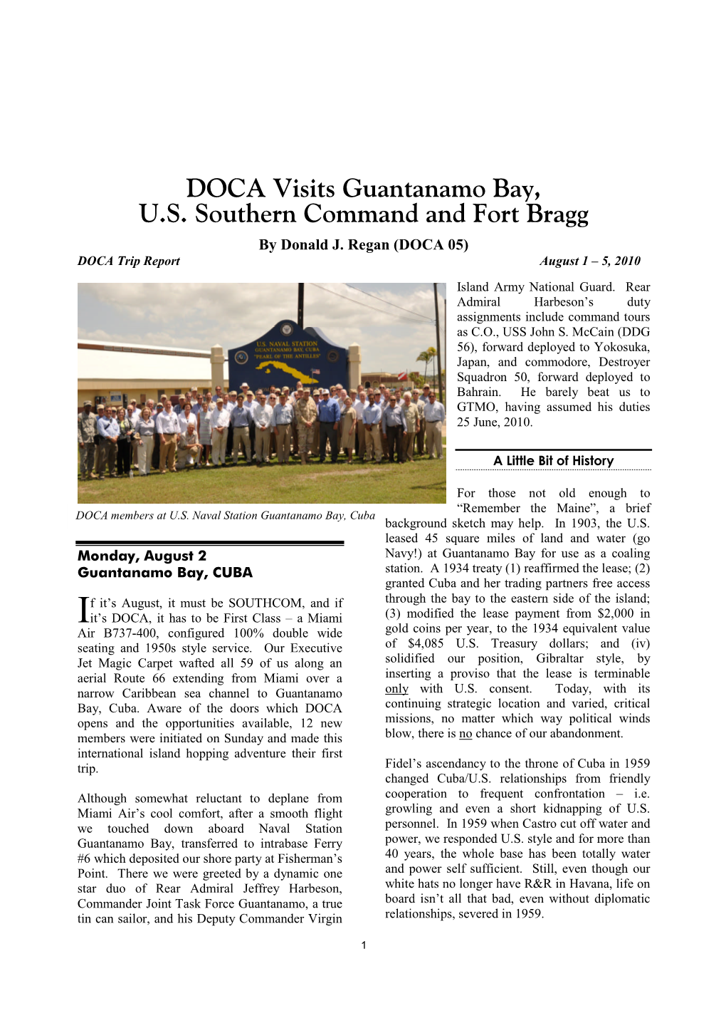 DOCA Visits Guantanamo Bay, U.S. Southern Command and Fort Bragg by Donald J
