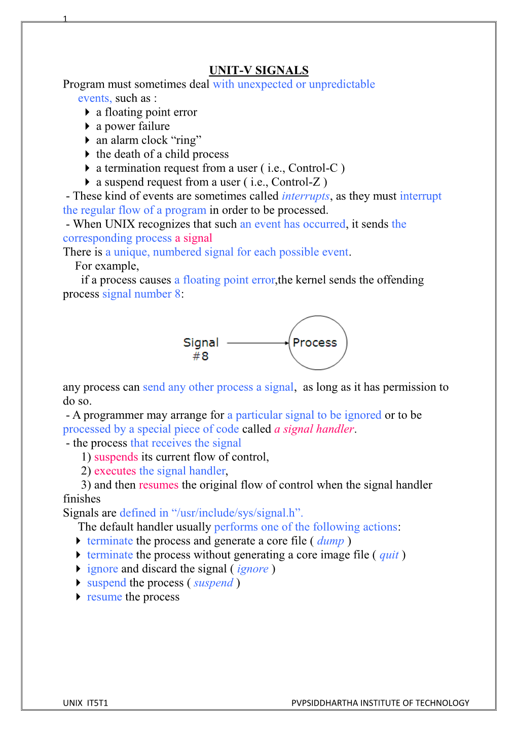 UNIT-V SIGNALS Program Must Sometimes Deal with Unexpected Or