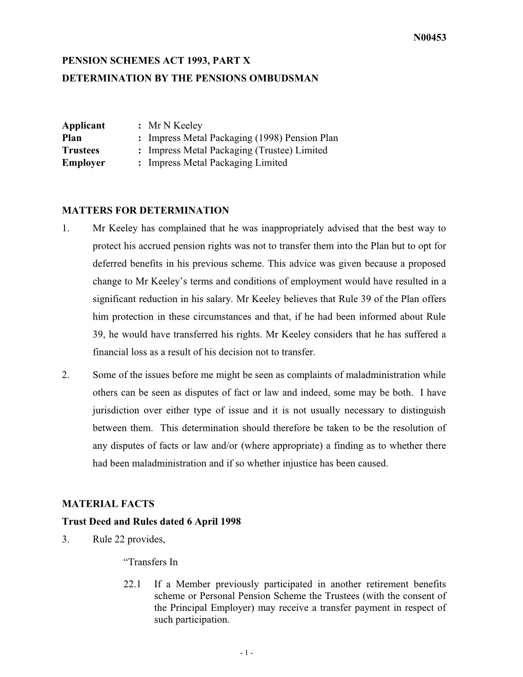 Pension Schemes Act 1993, Part X s32