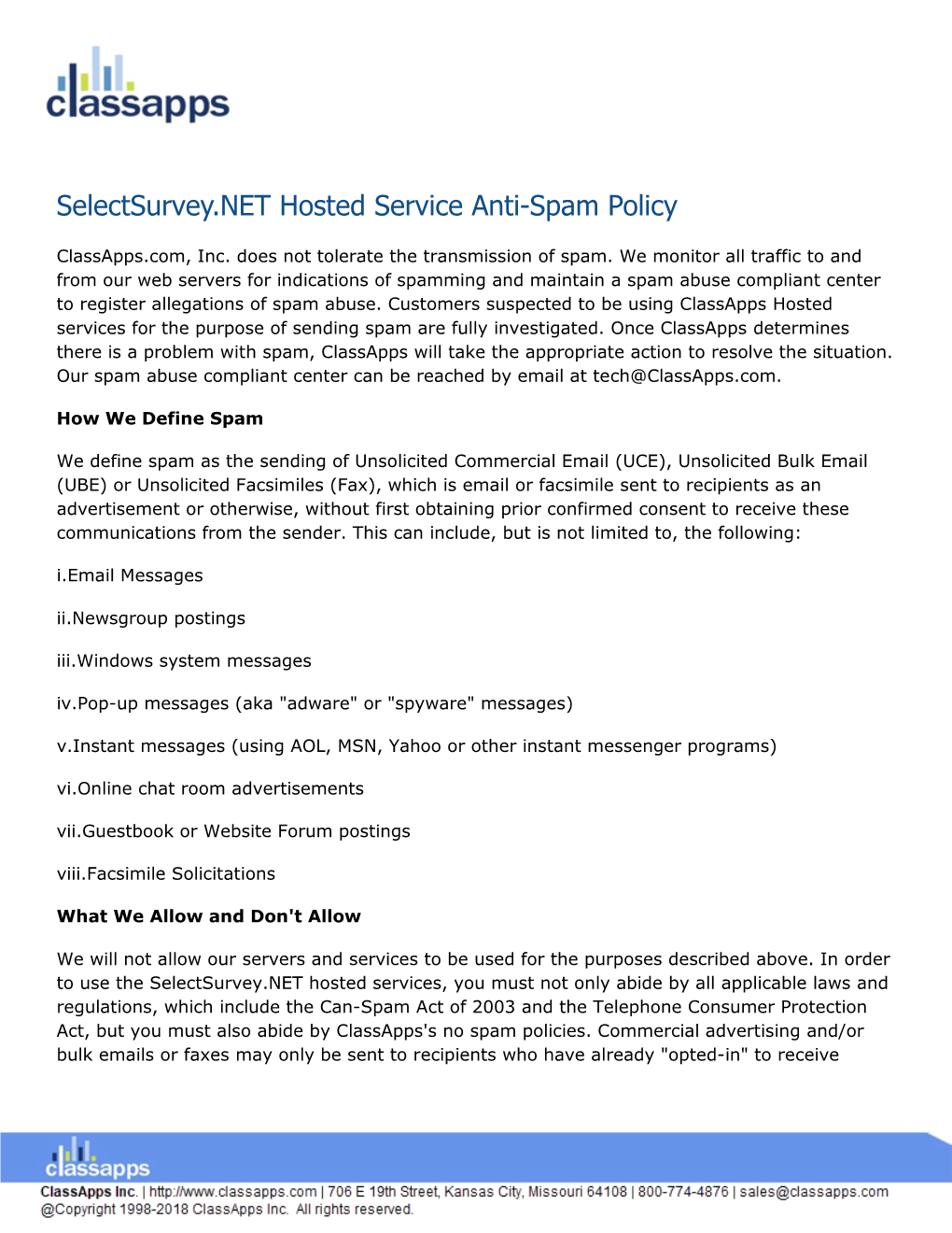 Saas Anti Spam Policy