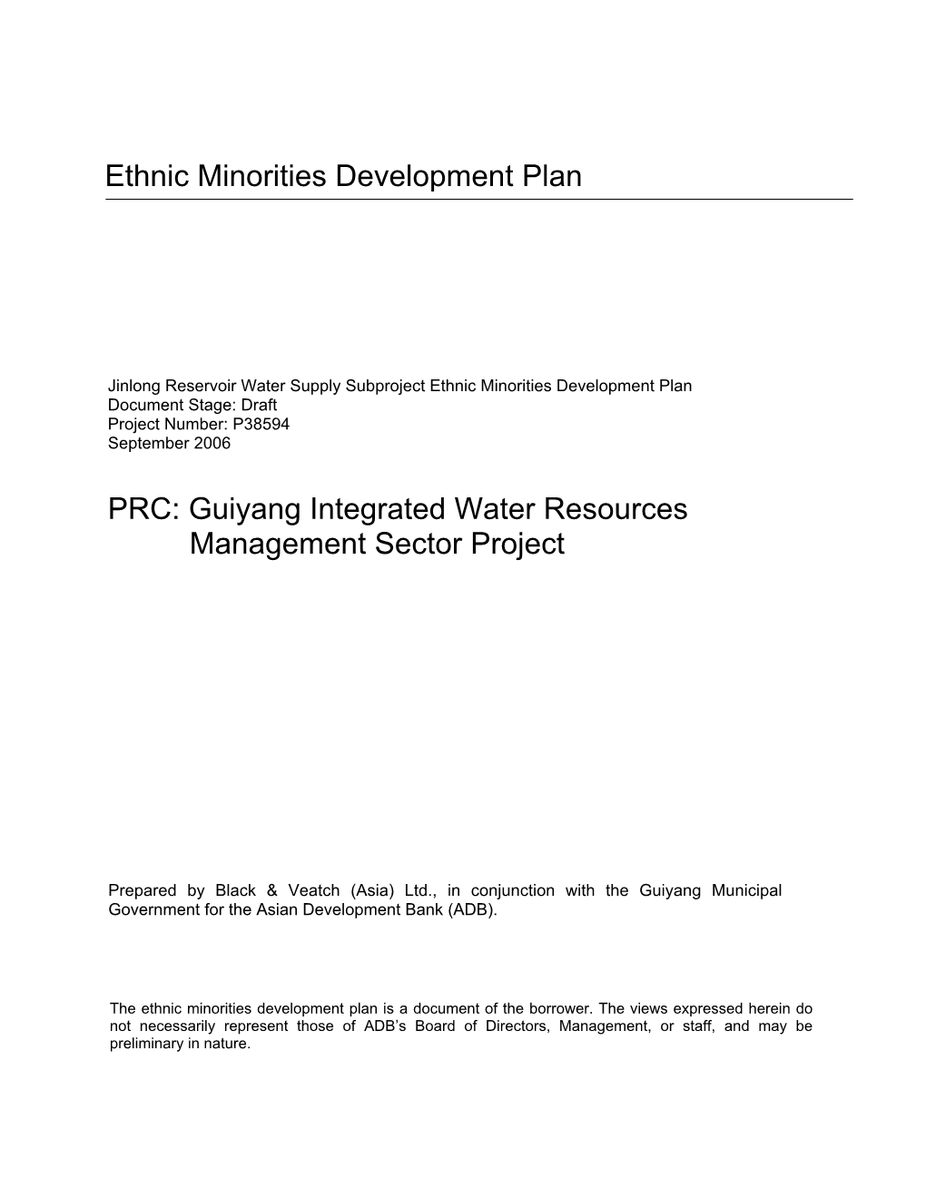 Guiyang Integrated Water Resources Management Sector Project