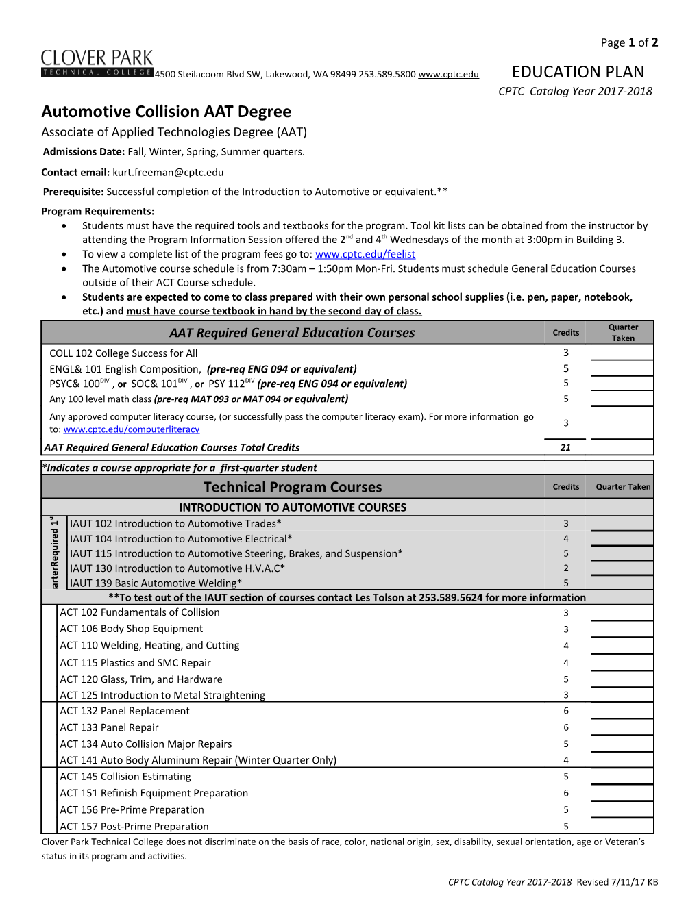 Automotive Collision AAT Degree