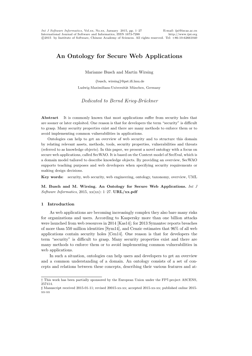 An Ontology for Secure Web Applications