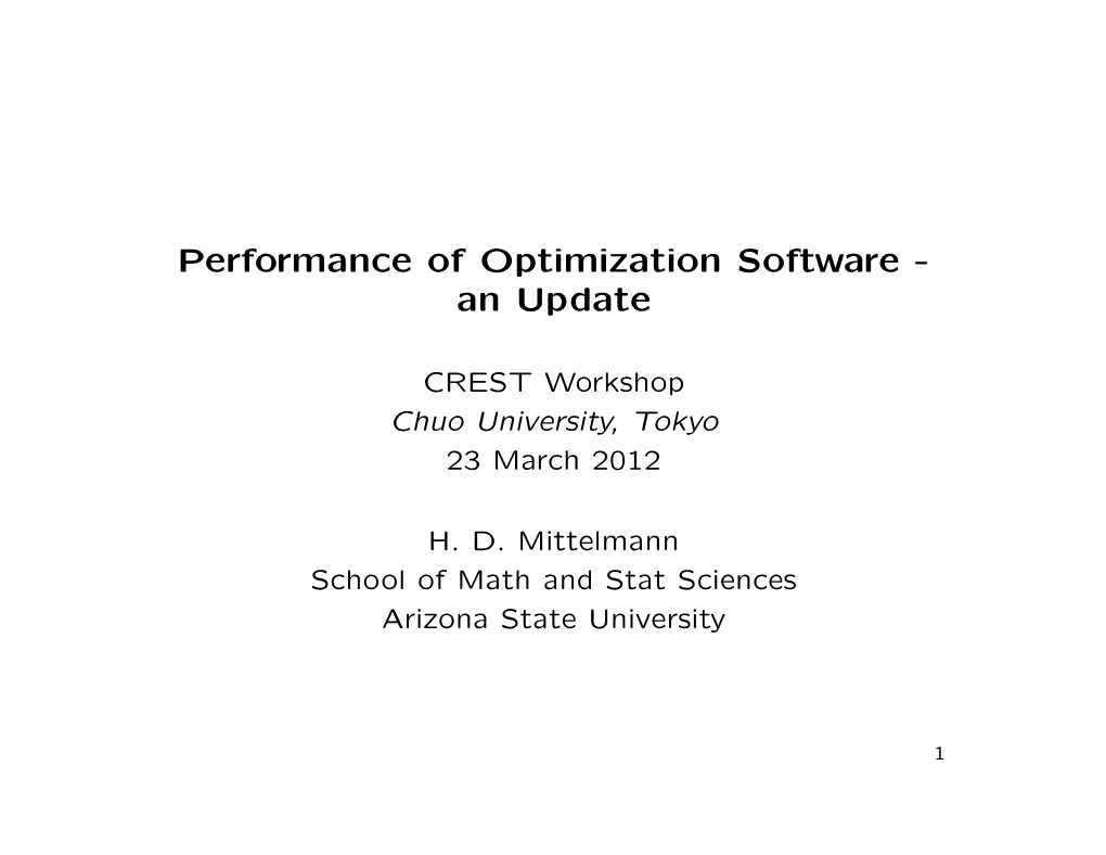 Performance of Optimization Software - an Update