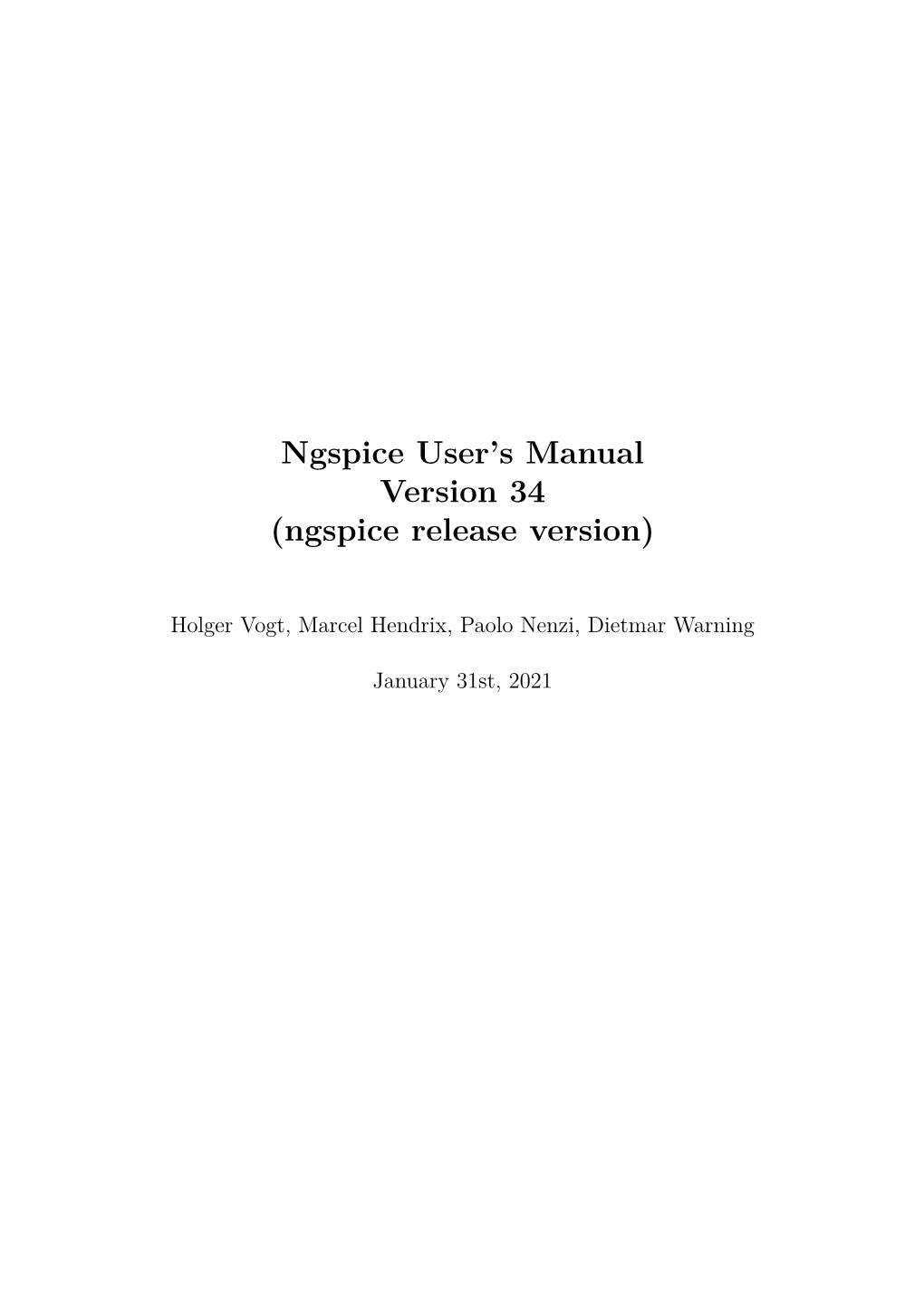 Ngspice User's Manual (Version 34)