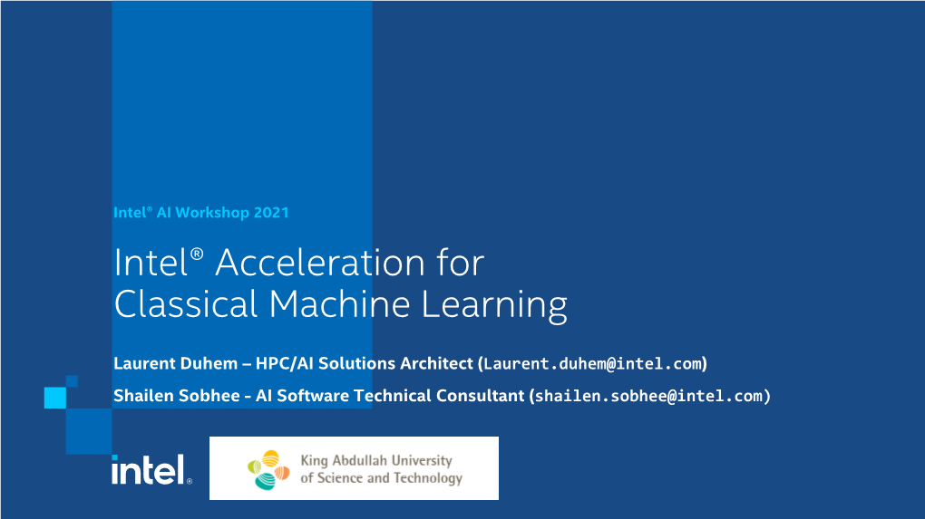 Intel® Acceleration for Classical Machine Learning