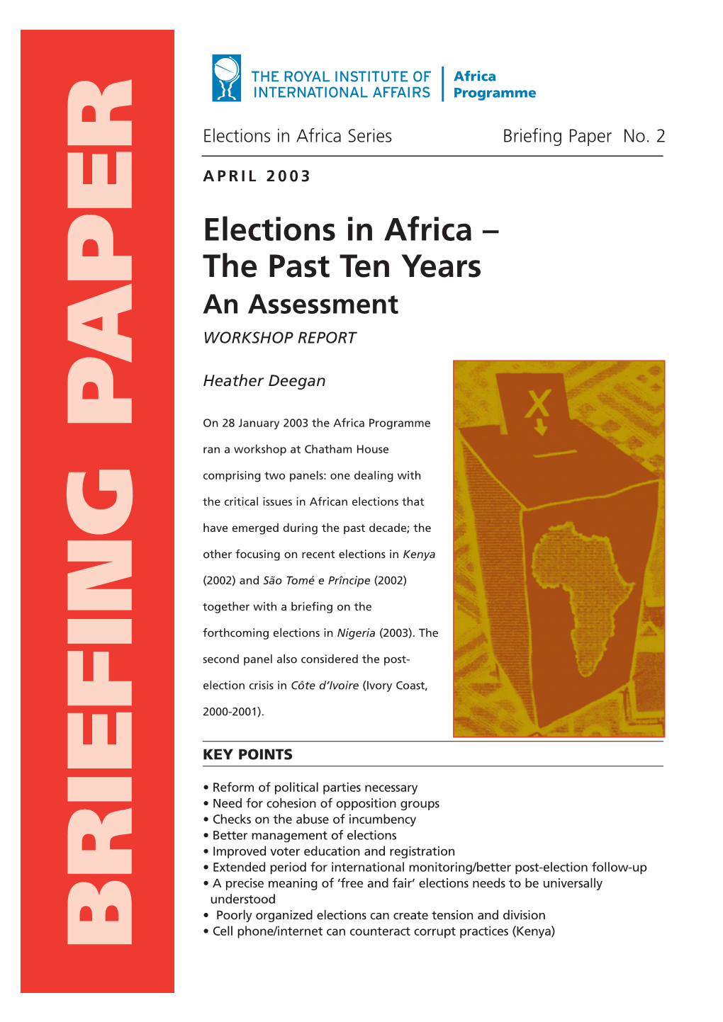 Elections in Africa Series Briefing Paper No