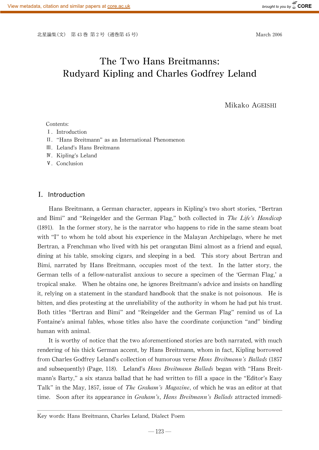 Thetwo Hans Breitmanns: Rudyard Kipling and Charles Godfreyleland