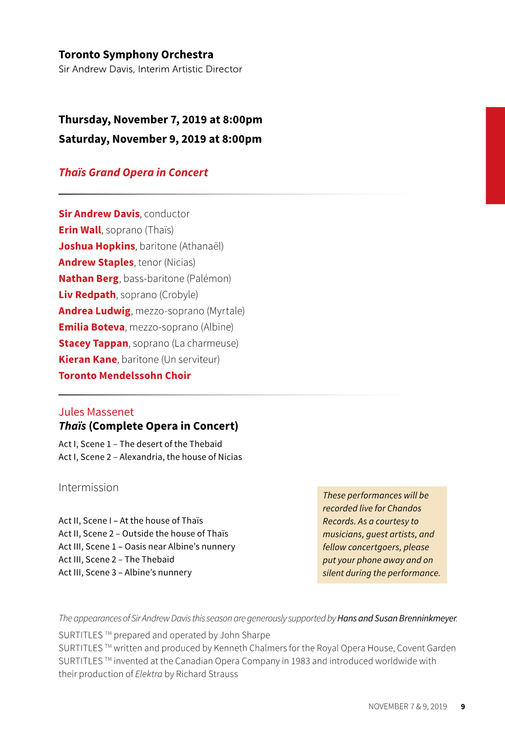 Toronto Symphony Orchestra Thursday, November 7, 2019 at 8