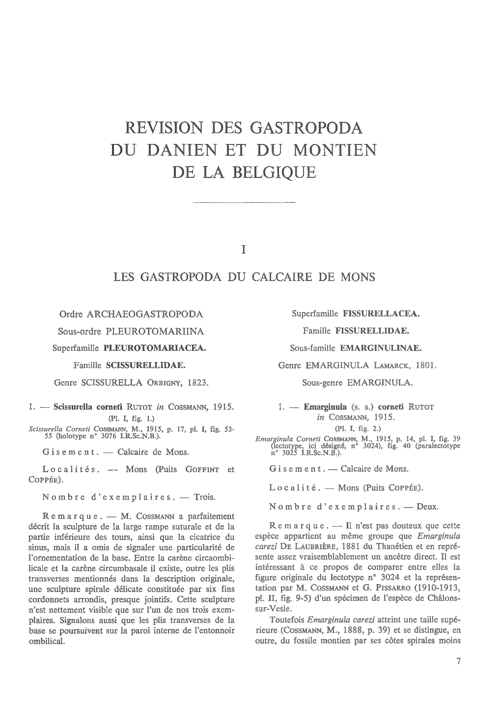 Revision Des Gastropoda Du Danien Et Du Montien De La Belgique