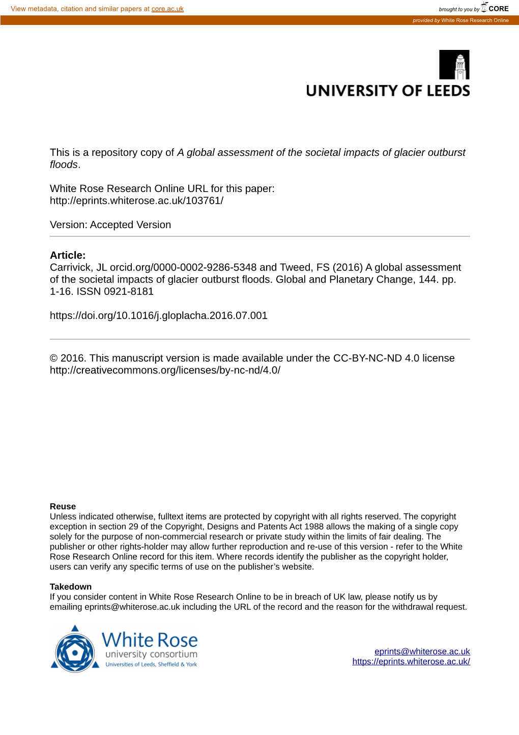 A Global Assessment of the Societal Impacts of Glacier Outburst Floods