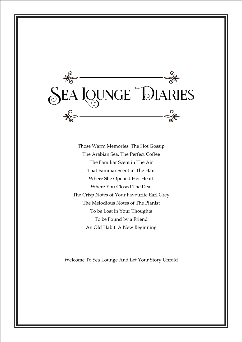 Sea Lounge Ala Carte Menu