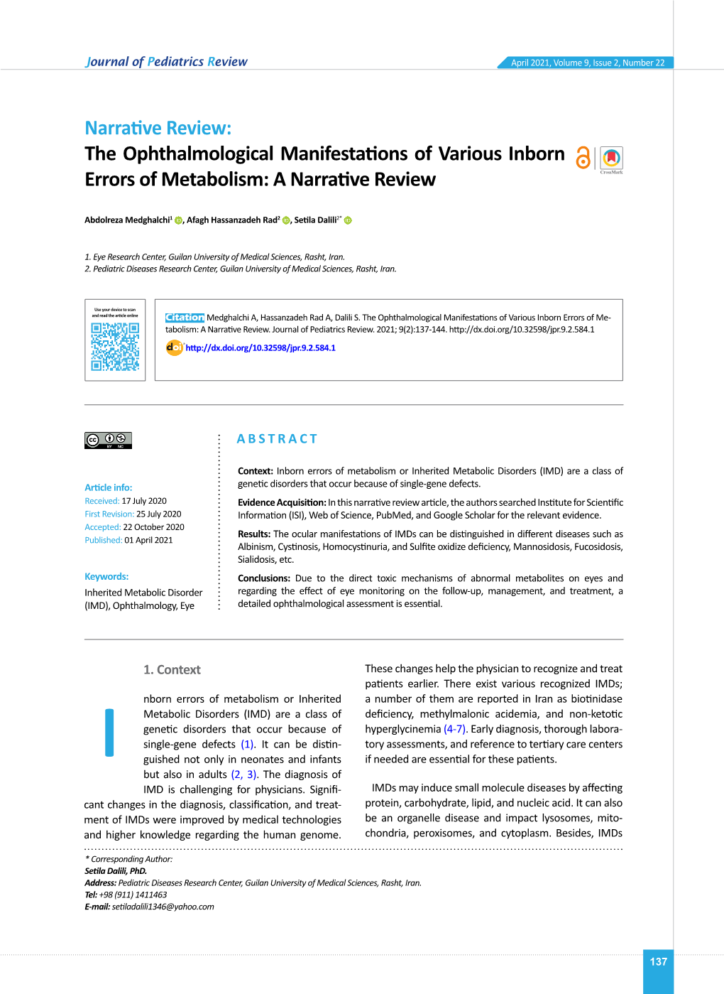 The Ophthalmological Manifestations of Various Inborn Errors of Metabolism: a Narrative Review