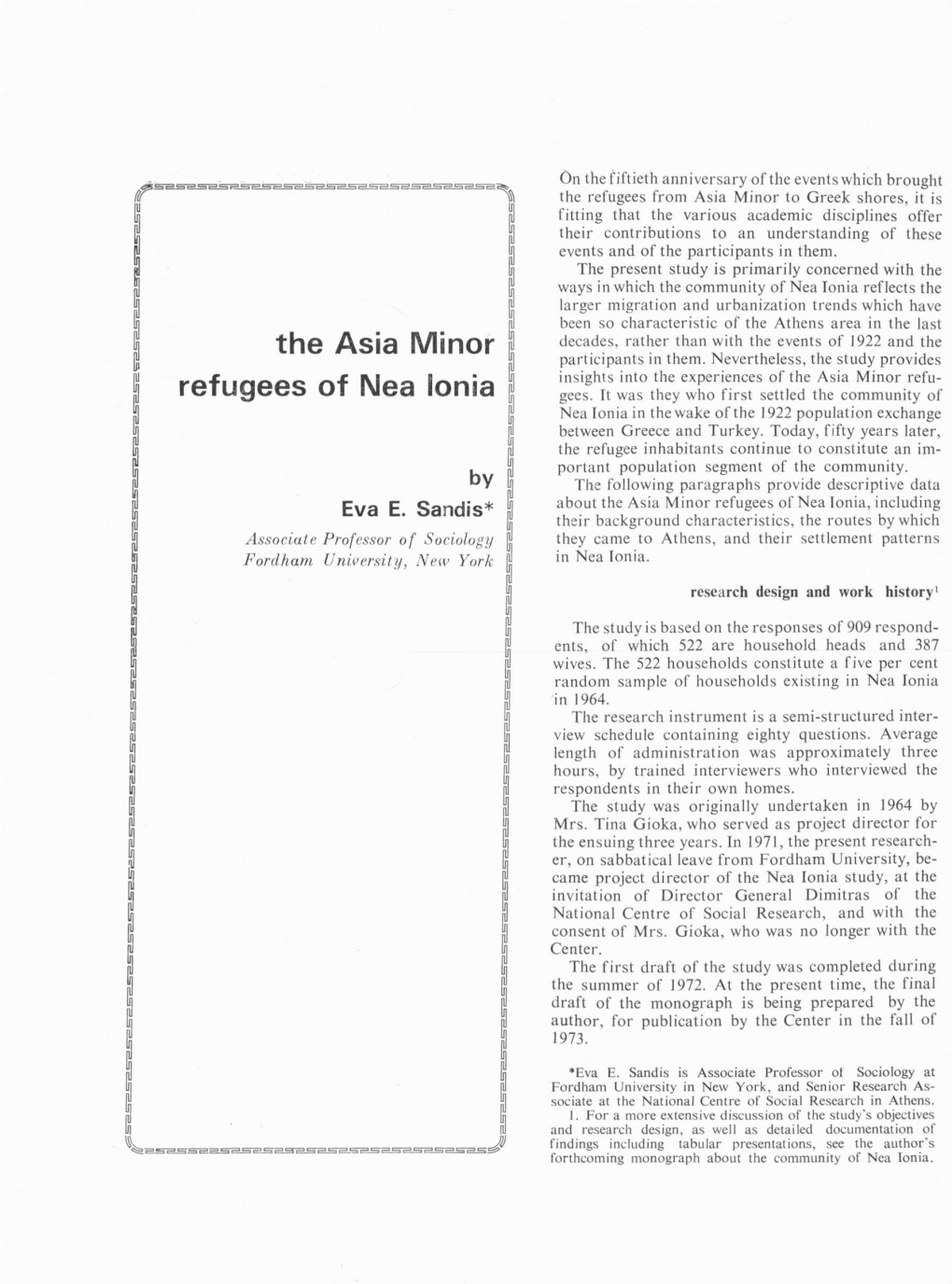 The Asia Minor Refugees of Nea Sonia