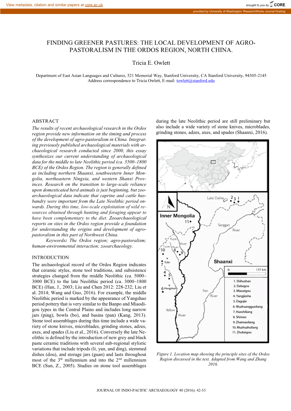 Pastoralism in the Ordos Region, North China